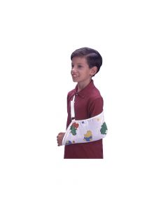 Arm Sling Cartoon Design, Velcro Closure White Cotton Small - 1 Each