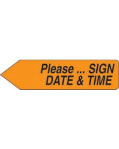 Spee-D-Point™ Flags & Tags "Please...Sign, Date & Time" Orange Removable 9/16" x 2-1/4", 150 per Pack