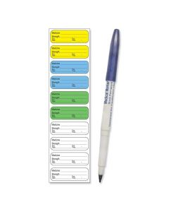 Sterile Label with Pen Synthetic Permanent 1-1/2" x 1/2" Multi-Color, 10 per Sheet, 100 Sheets per Box