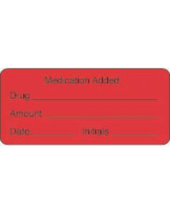 Label Paper Permanent Medication Added 2 1/4" x 7/8", Fl. Red, 1000 per Roll