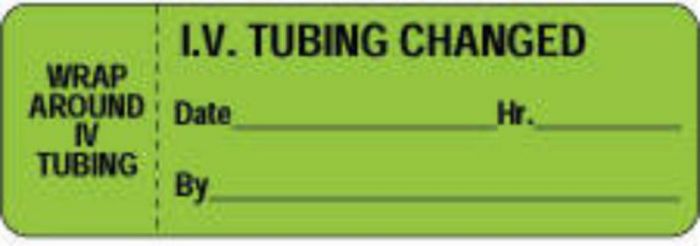 IV Label Wraparound Paper Permanent Wrap| IV Tubing 1" 1/2" Core 3"x1 Fl. Green 1000 per Roll