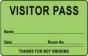 Visitor Pass Label Paper Removable "Visitor Pass Name" 1-1/2" Core 2-3/4" X 1-3/4" Fl. Green, 1000 per Roll