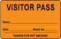 Visitor Pass Label Paper Removable "Visitor Pass Name" 1" Core 2-3/4" x 1-3/4" Fl. Orange, 1000 per Roll