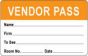 Visitor Pass Label Paper Removable "Representative Pass" 1" Core 2-3/4" x 1-3/4" Orange, 1000 per Roll