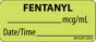 Label Paper Removable Fentanyl, 1" Core, 2 1/4" x 1", Fl. Chartreuse, 420 per Roll