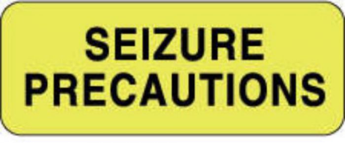 Label Paper Permanent Seizure Precautions 2 1/4" x 7/8", Fl. Yellow, 1000 per Roll